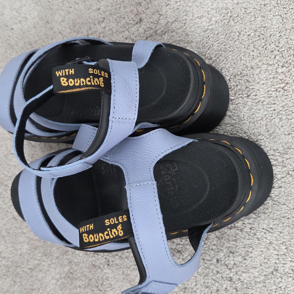 Dr. Martens NWOT Women's Black and Light Blue Platform Sandals - Picture 3 of 10